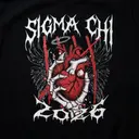 Sigma Chi Skeleton Hand Heart Graphic PR Shirt