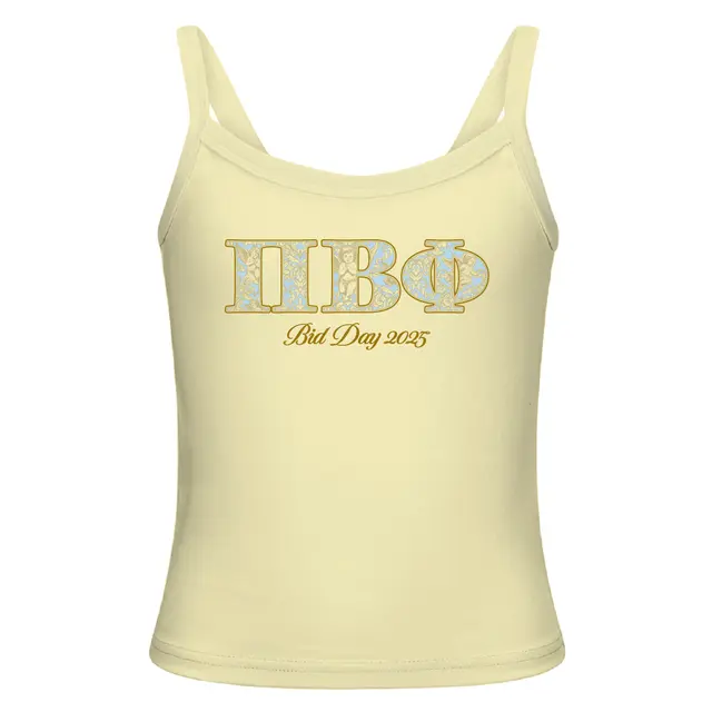 Rococo Patterned Greek Text Bid Day Tank Design for Pi Beta Phi