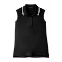 Devon & Jones CrownLux Performance® Ladies' Plaited Tipped Sleeveless Polo dg20sw Black White Front