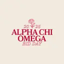 Alpha Chi Omega Script Carnation Bid Day Crewneck
