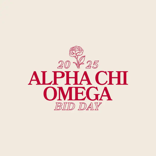 Alpha Chi Omega Script Carnation Bid Day Crewneck