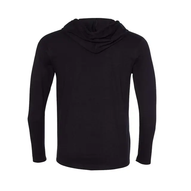 Anvil Adult Lightweight Long-Sleeve Hooded T-Shirt 987an Black/Dark Grey Back