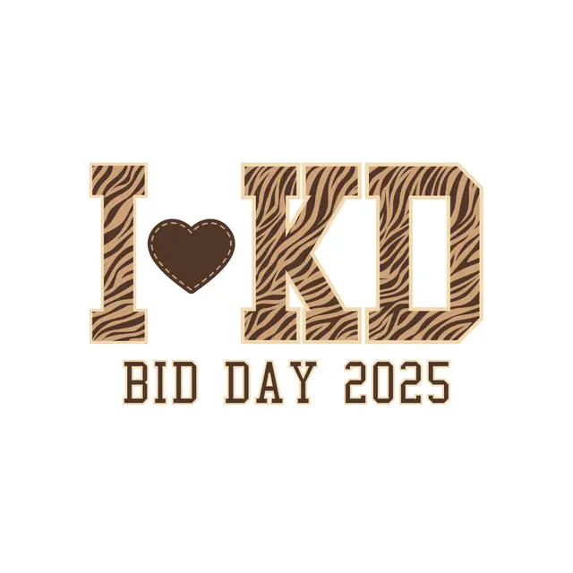 Kappa Delta I Love KD Zebra Printed Text Bid Day Crop Top