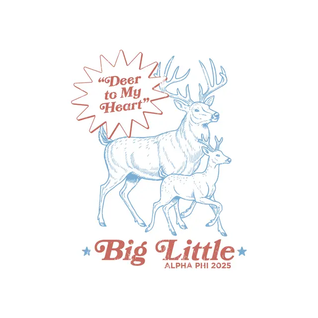 Alpha Phi Deer Heart Graphic Big Little Reveal Shirt