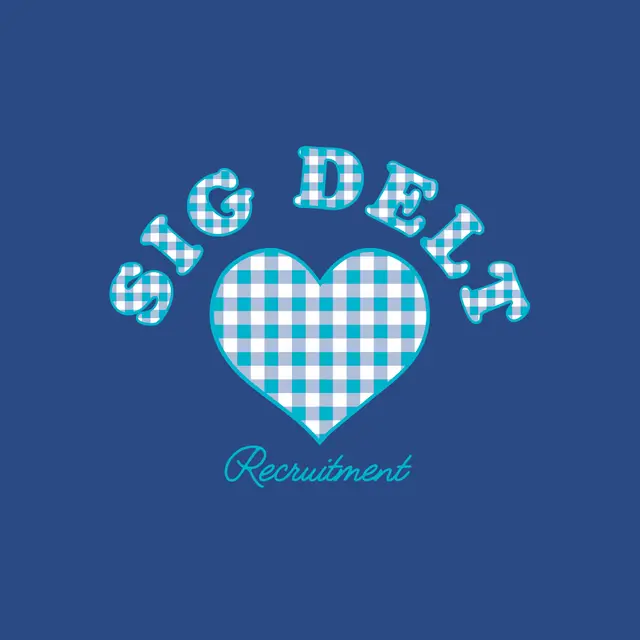Sigma Delta Tau Gingham Heart Text Recruitment Shirt