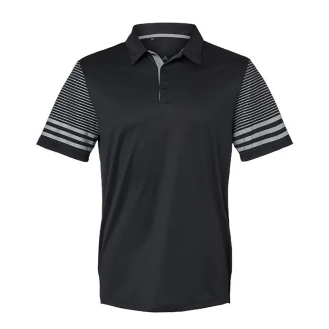 Adidas Striped Sleeve Polo a490 Black Front