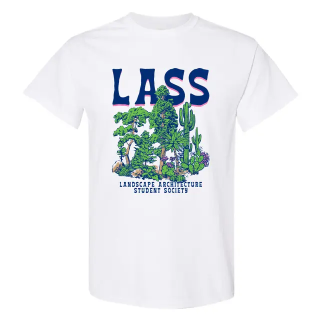 Landscape Architecture Student Society LASS Bold Lettering with Forest Illustration PR Shirt 2