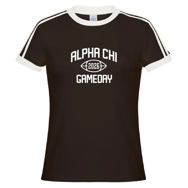 Alpha Chi Omega Simple Football and Block Texts Game Day Shirt 2