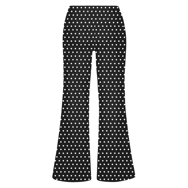 Fresh Prints FP106 Polka Dot Flared Pants Black White Back