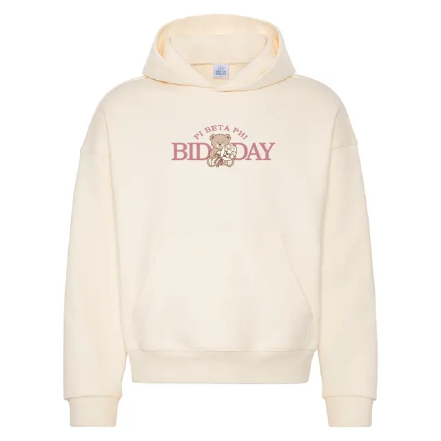 Pi Beta Phi Teddy Bear and Flowers Bid Day Hoodie 2