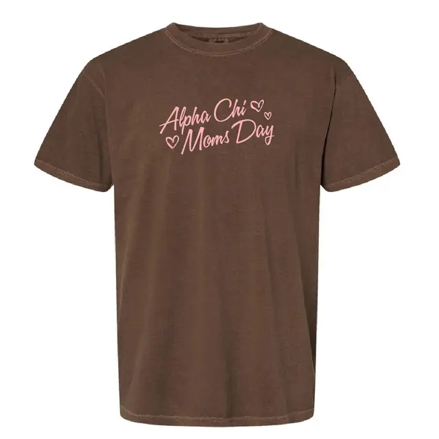Alpha Chi Omega Cute Script with Hearts Mom's Day Shirt 2