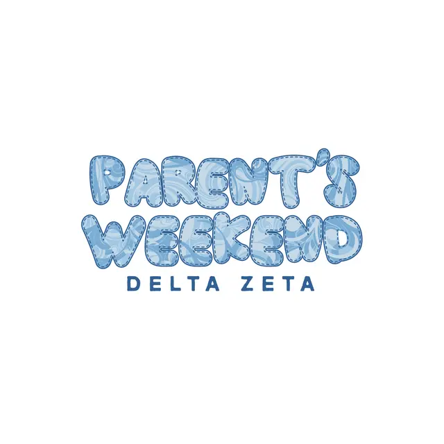 Delta Zeta Blue Swirl Text Parent's Weekend Crewneck
