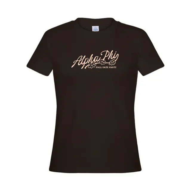 Alpha Phi Hand Drawn Leaves Fall Date Party Shirt 2