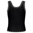 Fresh Prints Lace Sunset Blvd Ribbed Scoop Tank Top fp62 Black With White Back