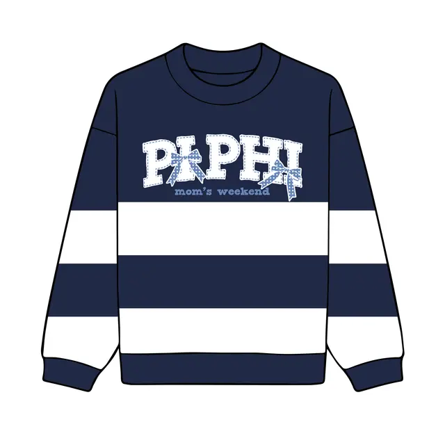 Pi Beta Phi Bow Adorned Block Lettering Parents Weekend Sweater 2