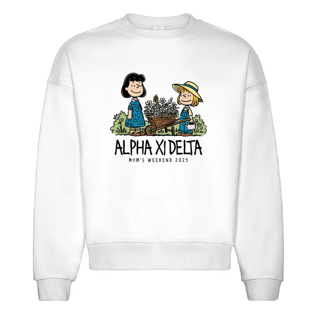 Alpha Xi Delta Cartoon Garden Mom's Weekend Crewneck 2
