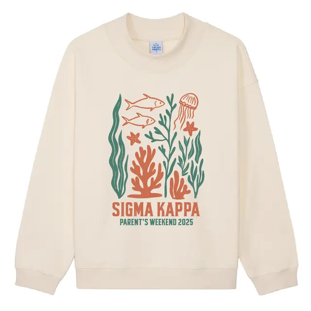 Marine Life Illustration Parent's Weekend Sweater Design for Sigma Kappa
