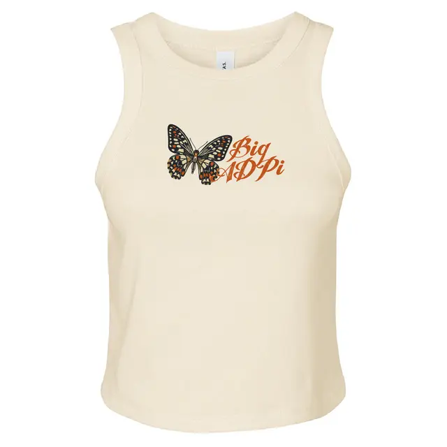 Alpha Delta Pi Butterfly Script Big Little Reveal Tank 2