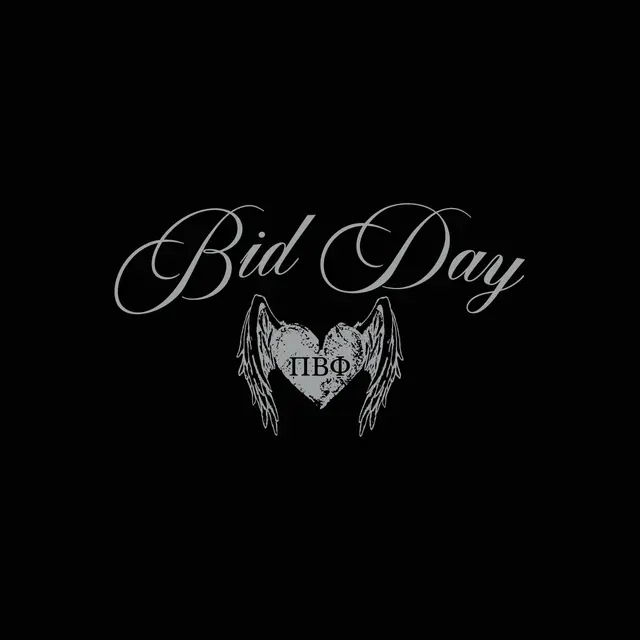 Pi Beta Phi Script Text with Winged Heart Bid Day Tank