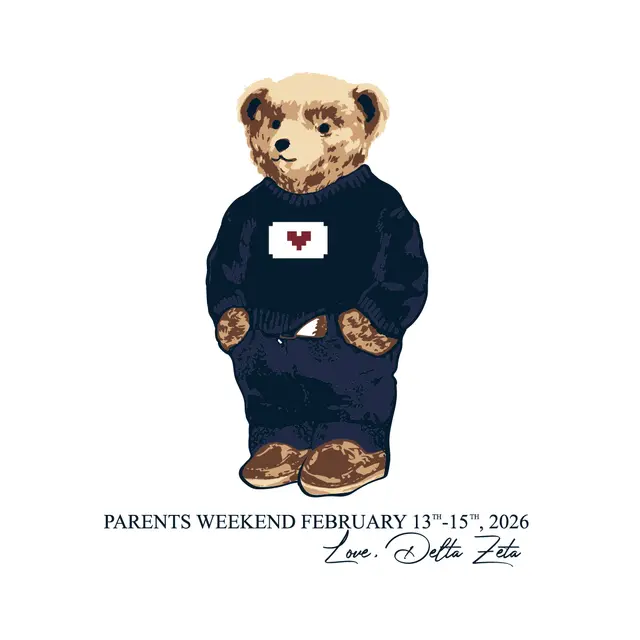 Delta Zeta Teddy Bear Illustration Parents Weekend Sweater