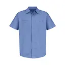 Red Kap Men's Industrial Stripe Short Sleeve Work Shirt BS-Petrol Blue Navy Front
