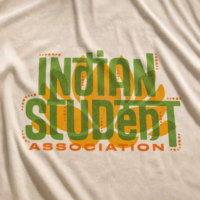 Indian Student Association Floral Text PR Shirt