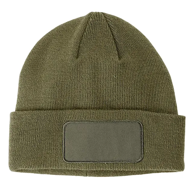 Big Accessories Patch Beanie ba527 Olive Front