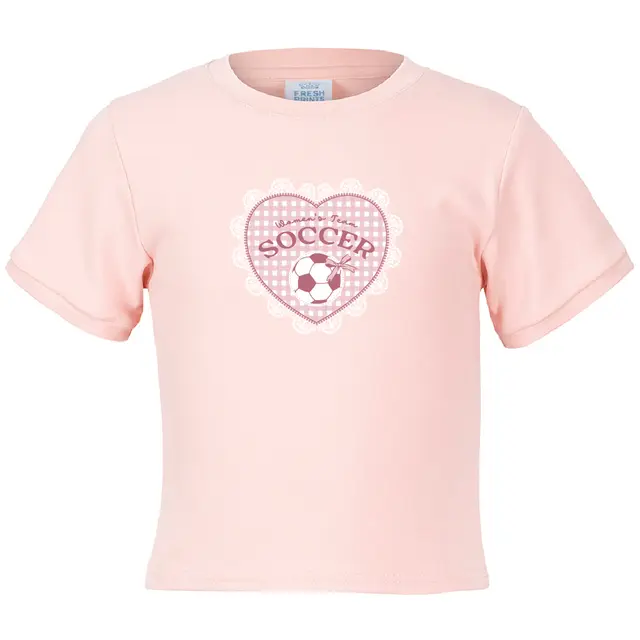Women's Soccer Team Gingham Heart with Soccer Ball PR Shirt 2