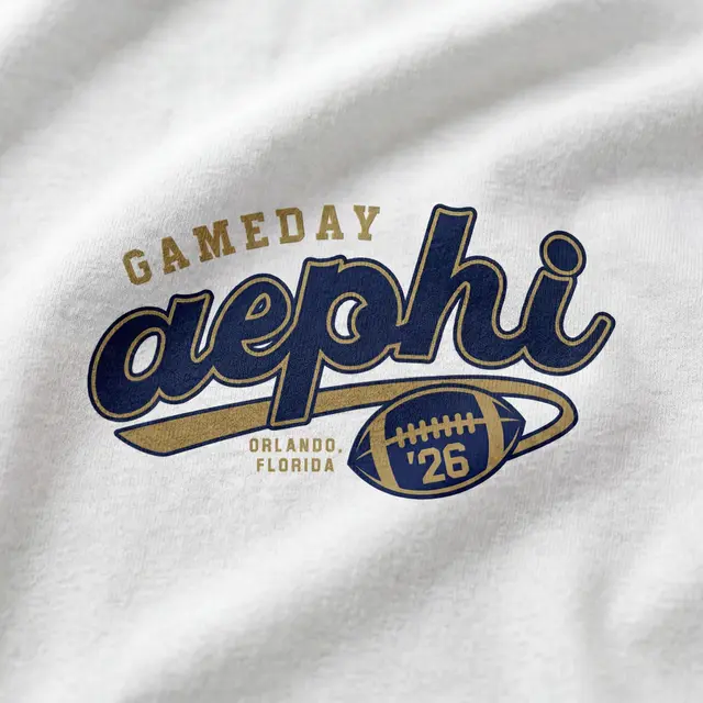 Alpha Epsilon Phi Script Lettering Football Game Day Shirt