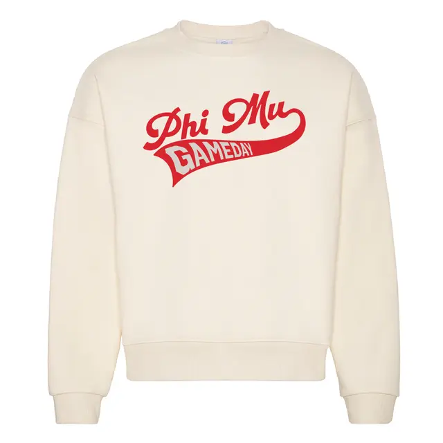 Phi Mu Curved Script Game Day Crewneck 2