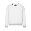 Fresh Prints Varsity Crewneck White with Navy Stripes Front