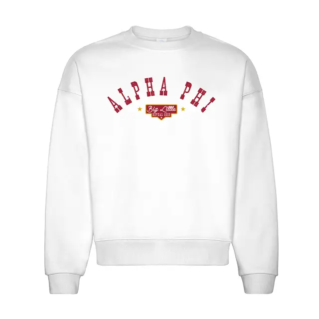 Alpha Phi Curved Text Big Little Reveal Sweater 2