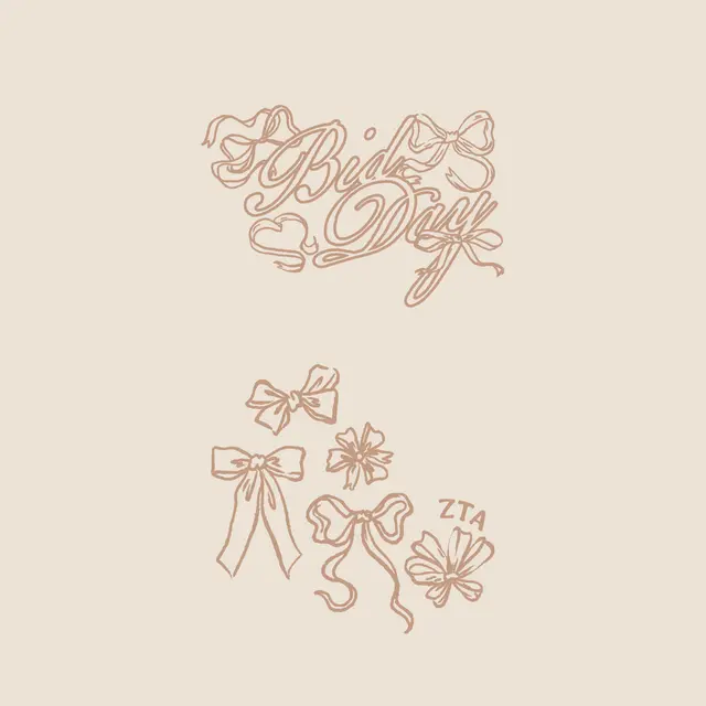 Zeta Tau Alpha Outline Script Text and Bows Bid Day Crewneck