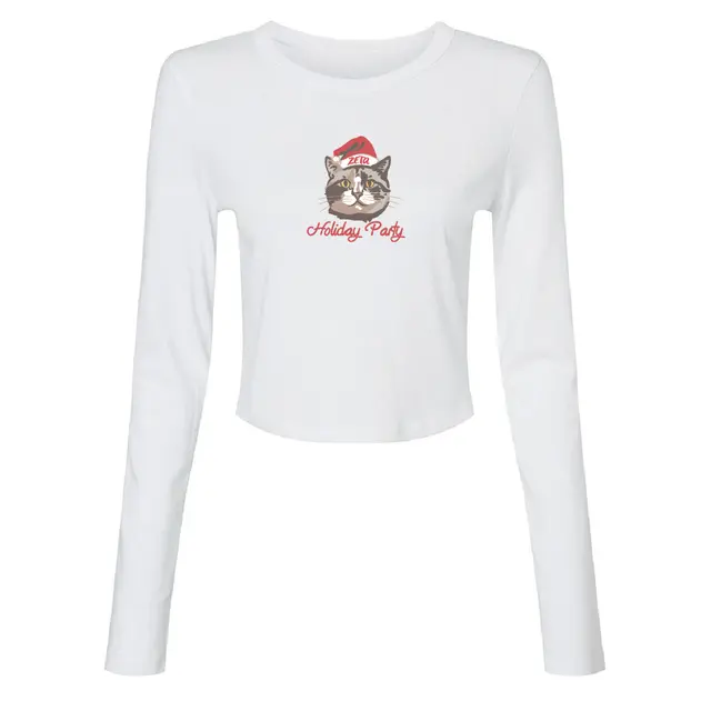 Zeta Tau Alpha Cat in Santa Hat Holiday Party Shirt 2