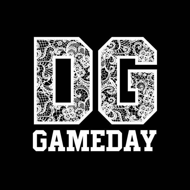 Delta Gamma Abstract Lace Patterned Varsity Text Game Day Shirt