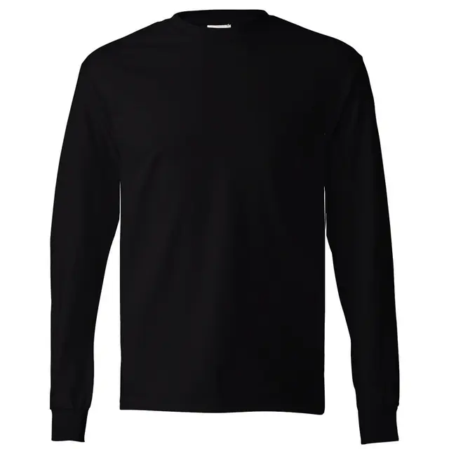 Customizable Hanes Authentic Long Sleeve T-Shirt 5586 Black Front