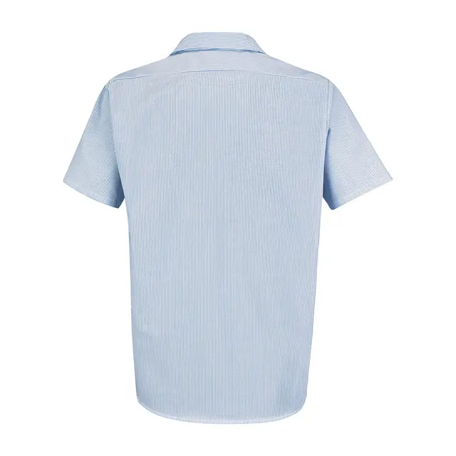 Red Kap Men's Industrial Stripe Work Shirt Blue White Stripe Back