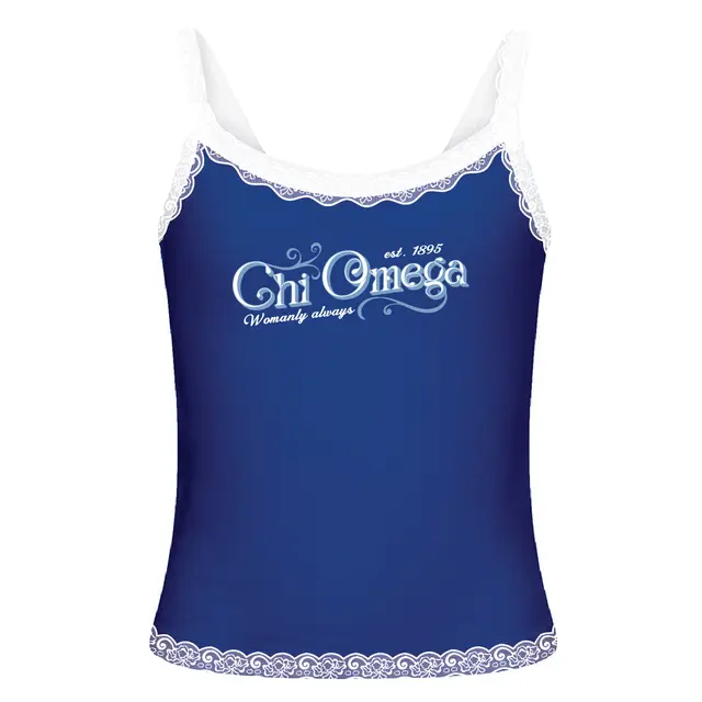 Chi Omega Elegant Script Text PR Tank 2