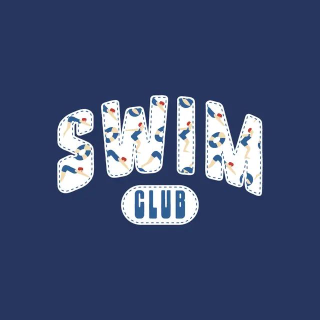 Swim Club Swimmer Patterned Stitched Text PR Shirt