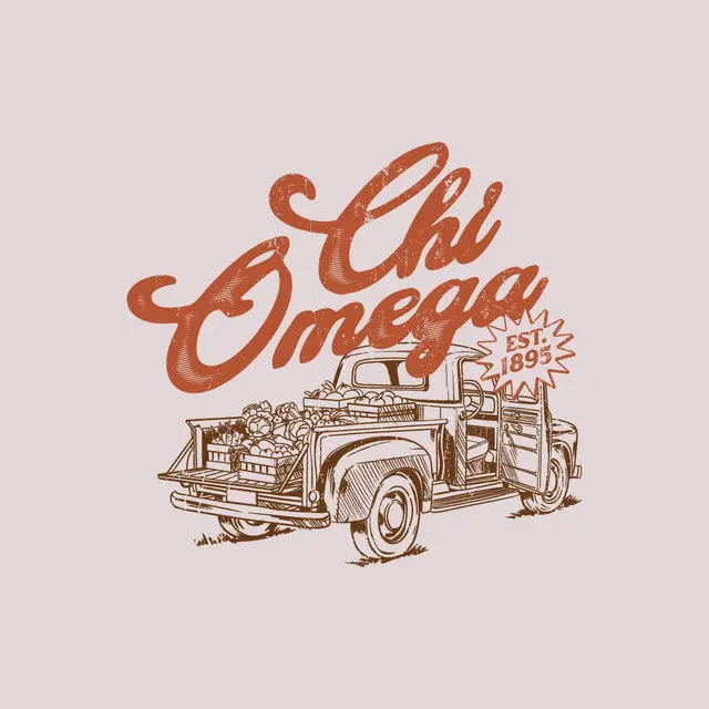 Chi Omega Vintage Truck Illustration PR Shirt