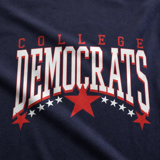 College Democrats Bold Lettering Star Graphic PR Crewneck