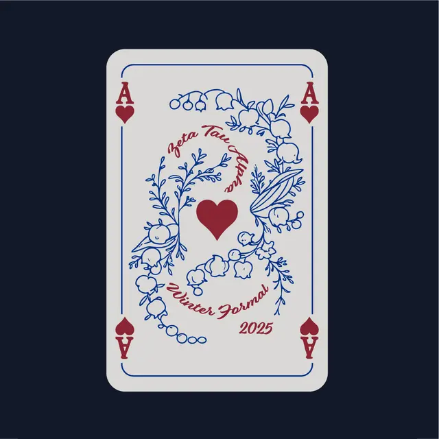 Zeta Tau Alpha Playing Card Floral Winter Formal Shirt