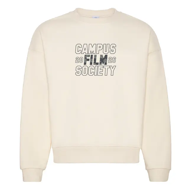 Campus Film Society Bold Lettering Film Reel Pattern PR Crewneck 2