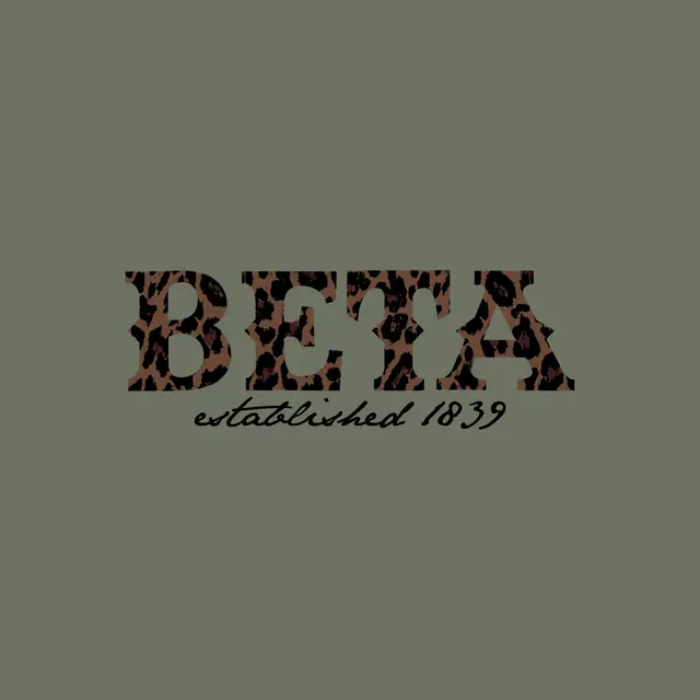 Beta Theta Pi Leopard Print with Cursive Text PR Shirt