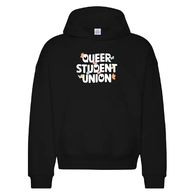 Queer Student Union Butterfly Text PR Hoodie 2