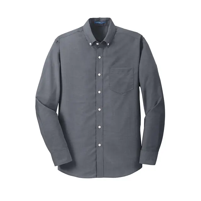 Port Authority SuperPro Oxford Shirt Black Front