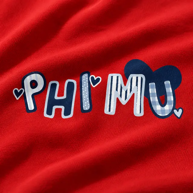 Phi Mu Playful Lettering Heart Graphic PR Hoodie