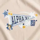 Alpha Xi Delta Patterned Pennant Stars Bow and Cherries in Blue and Yellow Bid Day Hoodie