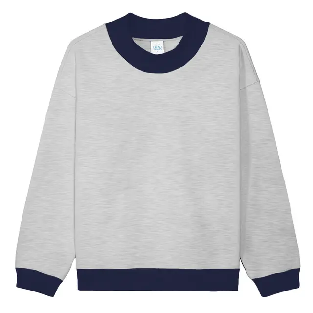 Fresh Prints FP123 Denver Heavyweight Color Block Mock Neck Ash Grey Navy mto Front