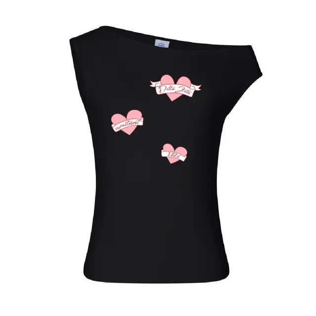 Delta Zeta Pink Heart Ribbons Recruitment Tank 2